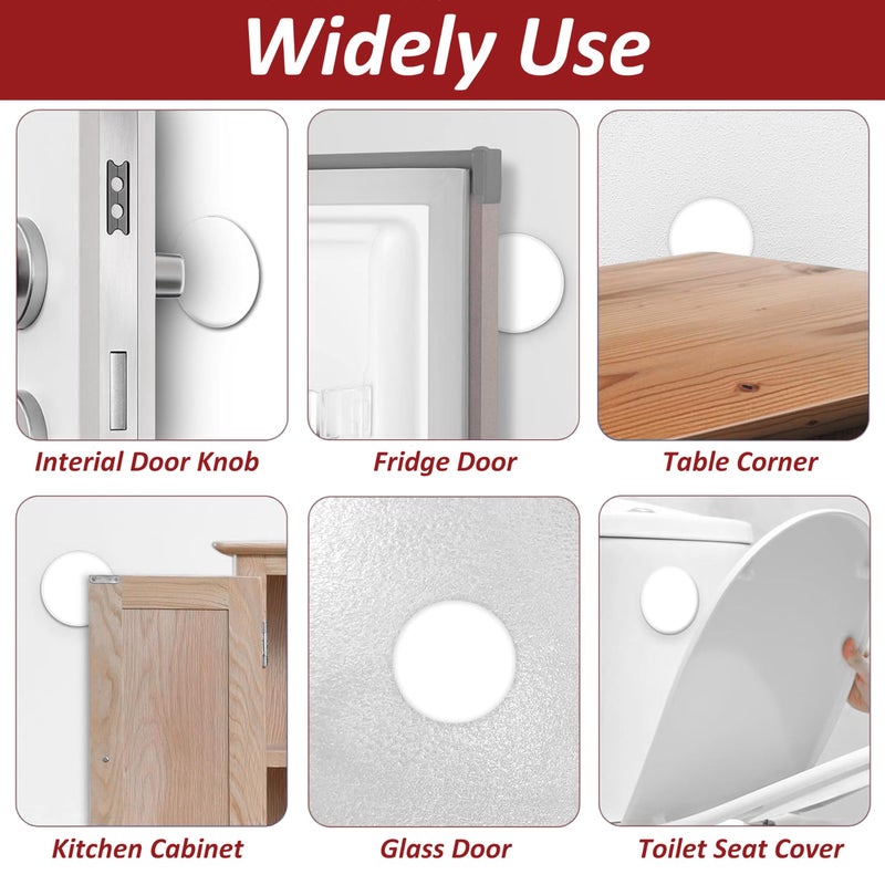 WideskallÂ® White Round Door Knob Wall Shield Self Adhesive Protector (3" inch Standard Size, 10.00, Count) - Image 5